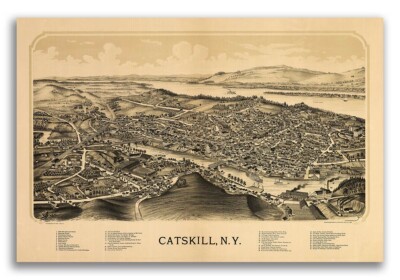 Catskill New York 1889 Historic Panoramic Town Map - 16x24