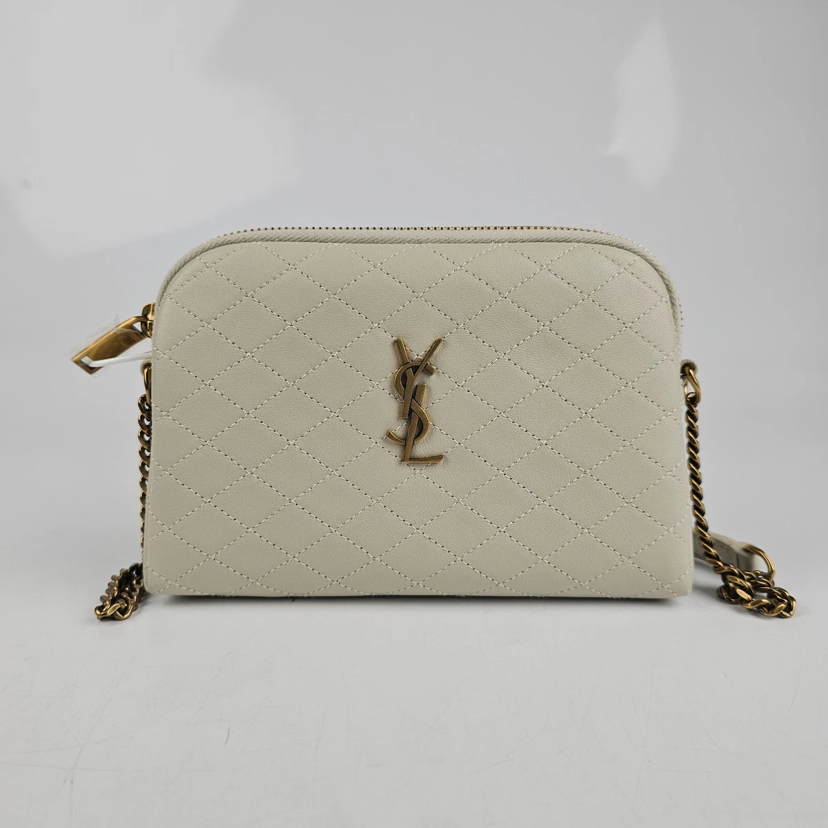 Saint Laurent Mini Gaby Quilted Blanc Vintage Leather Shoulder Bag New