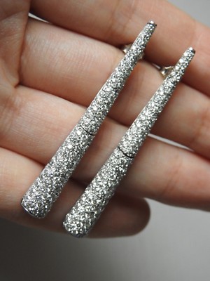 LUCA CARATI 18K 750 White Gold 4 CT DIAMOND Earrings Made in Italy $12000