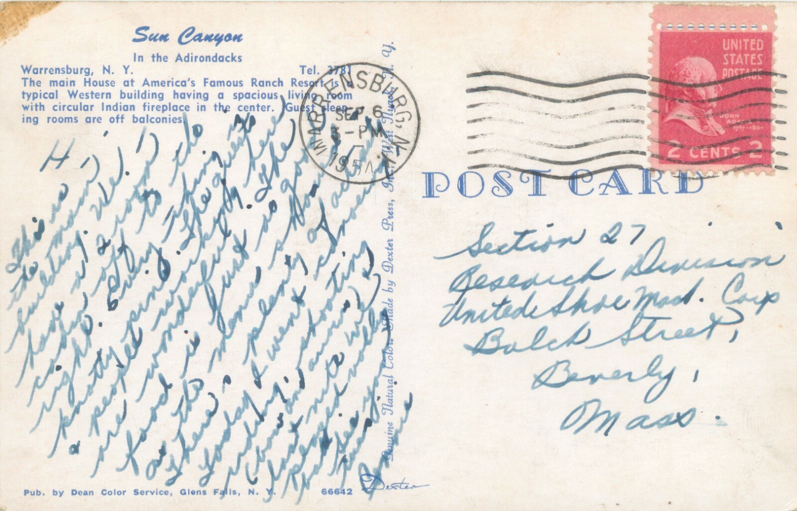 A View Of The Main House, Sun Canyon, Warrensburg, New York NY 1954 eBay