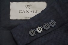 Canali 1934 Navy Blue Black Micro Plaid 100 Wool Sport Coat Jacket Sz 46R