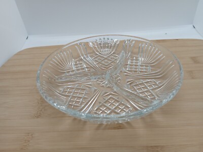 Vintage/Retro Selecta italienisches geschliffenes Glas dreiteilig Hors d' Oeuvre Schale, Geschenk