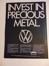 1974 Volkswagen Invest In Precious Metal VW still $2625 vintage print ad