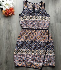 Bar III Geometric Print Faux Wrap Dress Sz S