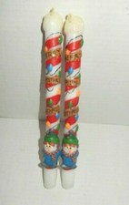 Vintage Robert Alan 10" Sculptured Tapers Christmas Candles Snowman North Pole