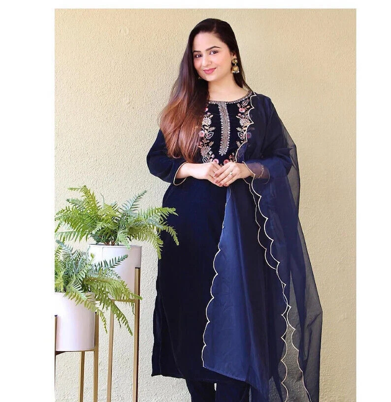 Indian Pakistani Salwar Kameez Bollywood Dress Party Wear velvet