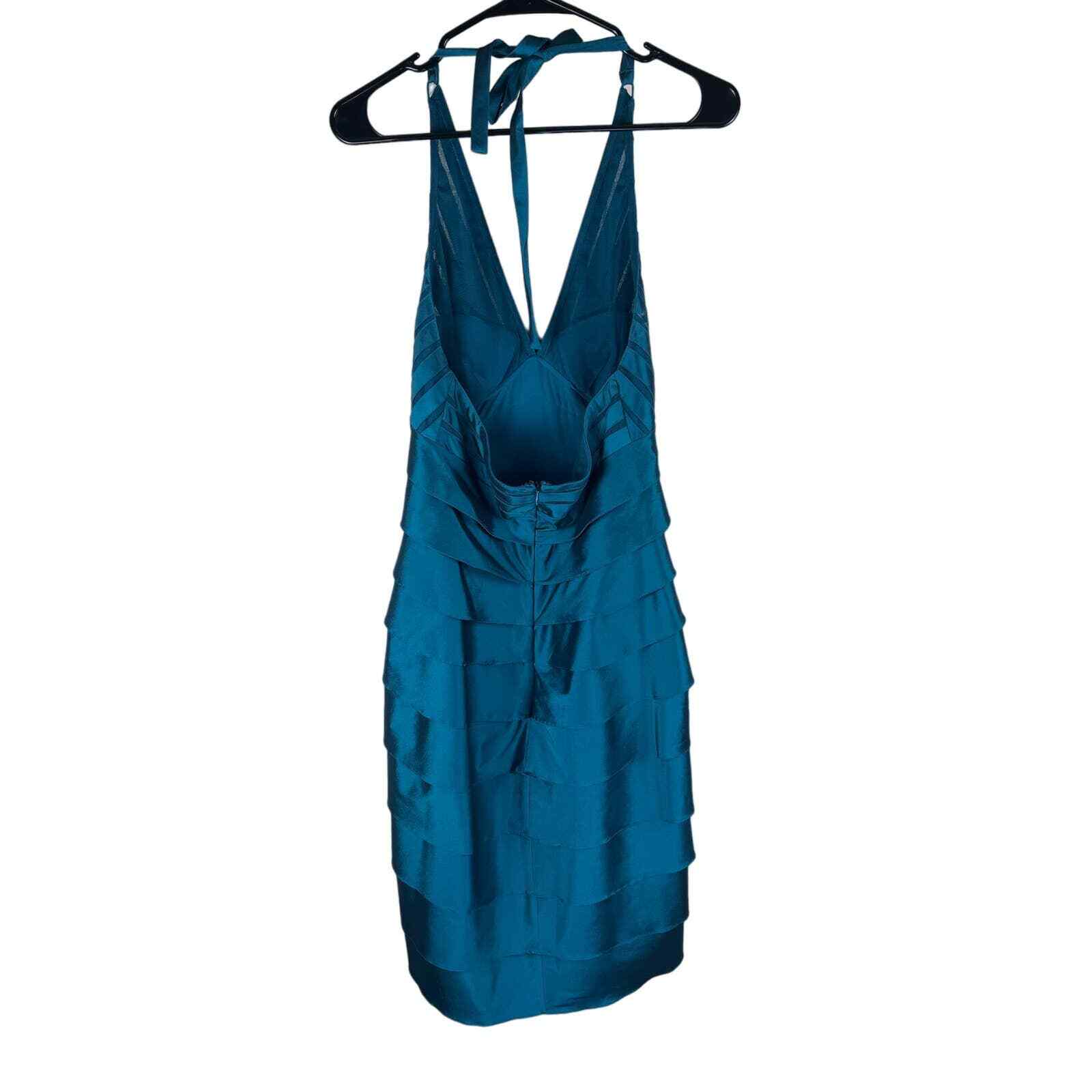 Cache Blue Layered Haltered Midi Cocktail Dress W… - image 4