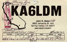 Spring Valley California KA6LDM QSL Radio Postcard