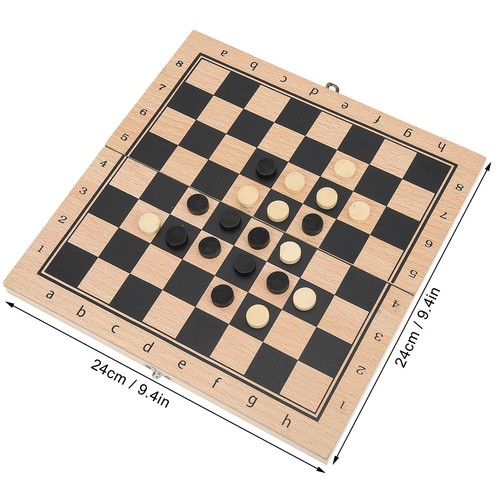 New 3‑In‑1 Wooden Chess Checkers Backgammon Folding Portable Chess ...