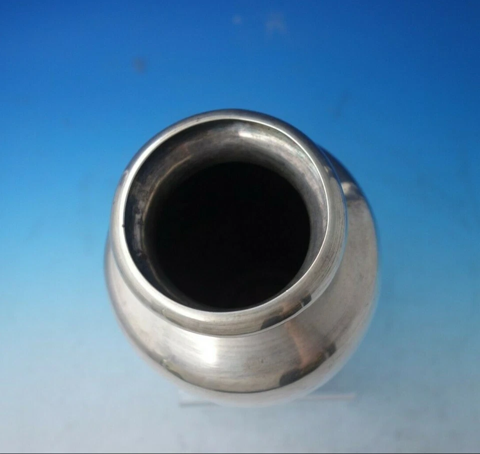 Jarrón japonés de plata .950 corte brillante con mariposa crisantemo (#5708) Foto 4 de 4