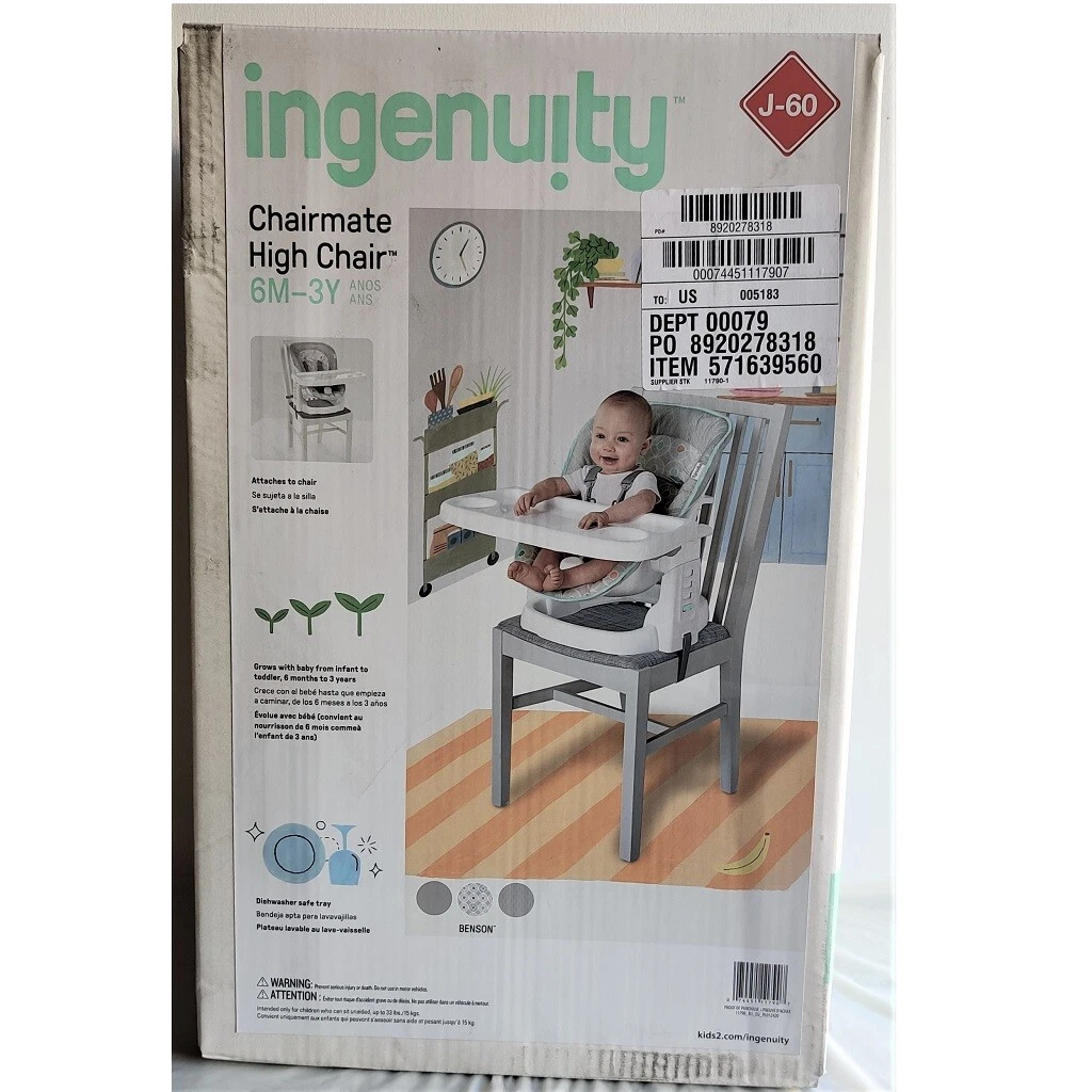 INGENUITY CHAIRMATE INFANT TO TODDLER HIGH CHAIR BOOSTER SEAT BENSON 11790  6M-3Y