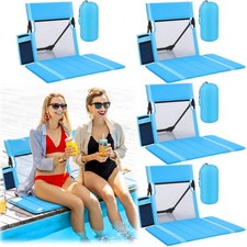 4 Pack Foldable Poolside Chairs with Backrest, Large Portable Pool Edge Chair...