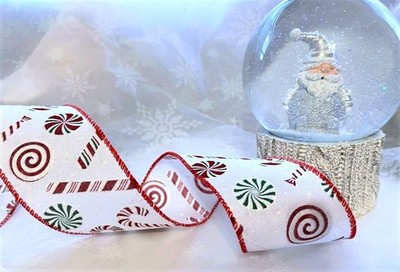 Eleganza ZUCKERSTANGE & SÜSSIGKEITEN Weihnachten festlich - Luxus Drahtkantenband 63mm