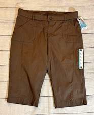 New Lee Women  s 16M Skimmer Cargo Capri Pants Relaxed High Rise Stretch Brown