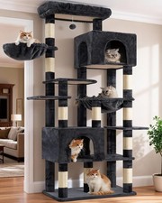 Heybly Cat Tree, 76-Inch Tall Heavy Duty Tower 76.77 inches, Smoky Gray