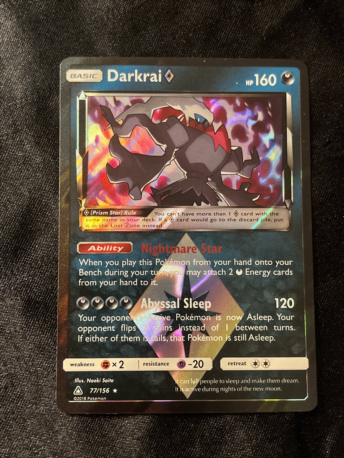 Pokémon Darkrai Prism Ultra Prism 77/156 Holo Rare TCG NM