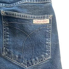 Vintage Retro 80 s 90 s Calvin Klein Logo Jeans Denim High Waist Mid Thigh Skirt