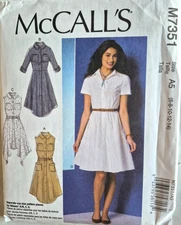 MCCALLS PATTERN 7351  DRESSES   MISSES SIZES 6 8 10 12 14  UNCUT FF