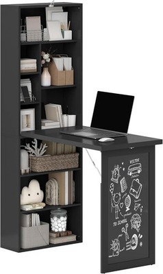 Foldable Convertible Writing Table, Wall Mounted Space-Saving Computer Desk