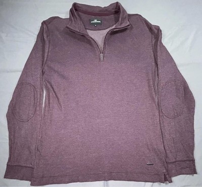 Rodd & Gunn Sweater Mens XL Burgundy 1/4 Zip Mock Neck Elbow Patch Knit Pullover