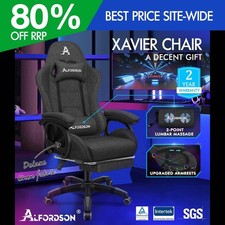 ALFORDSON Gaming Silla Oficina Masaje Ordenador Tela Racing Asiento Reposapiés