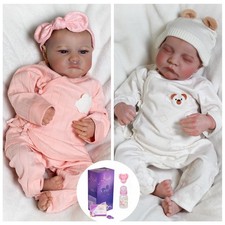 18" Realistic Reborn Baby Doll Twins Vinyl Silicone Handmade Newborn Girl Dolls