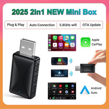 2In1 Wired to Wireless Carplay Android Auto Adapter for OEM Car Stereo with USB