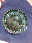 Vintage Emerald Green Cut To Clear Glass Candy Dish .5.5" X 3" Tall — photo 5