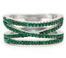 1CT Treated Emerald 925 Genuine Sterling Silver Ring Jewelry Sz 8 MK6-5
