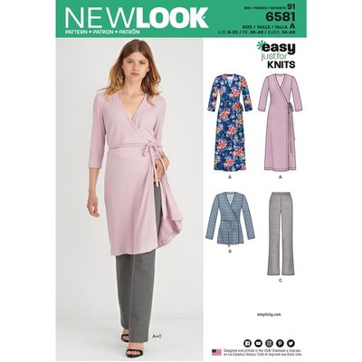 New Look Schnittmuster 6581 Misses Damen Plus Kleider, Top, Hose Größe 8-20
