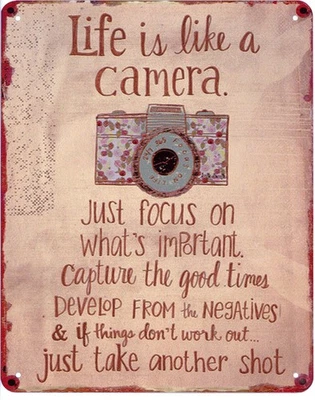 MORITZ Placa de chapa decorativa Life is like a Camera 20 x 25 diseño vintage placa de metal
