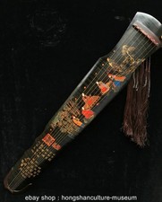48" Chinese Wood Lacquerwork 24K Gold Gilt Character Story Seven String Guqin
