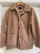 Boohoo Women’s Faux Fur Teddy Jacket Size 10 Very Good Condition Camel