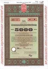 Frankfurter Hypothekenbank AG 1983 Frankfurt Main EUROHYPO L&uuml;beck 5.000 DM Deko