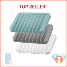 Self Draining Soap Dishes, 3 Pcs Silicone Soap Saver, Waterfall Drainer Soap Hol