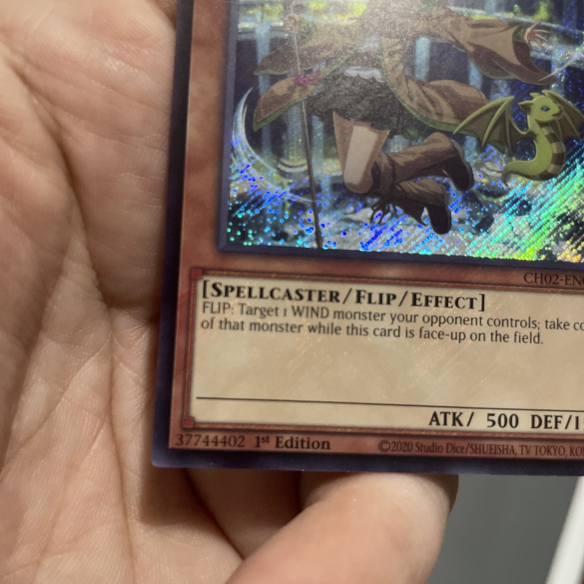 Wynn The Wind Charmer CH02-EN003 SECRET RARE 1st Edition NM +Bonus