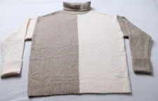 Fortune + Ivy Women's Colorblock Turtleneck Sweater EJ3 Taupe Size XS NWT