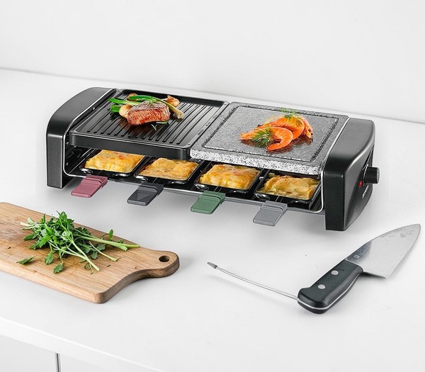 Severin Rg 9645 Raclette-Partygrill Mit Naturgrillstein - Schwarz-image