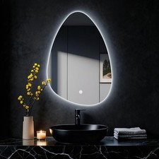 MYGIIVOVO Specchio da parete rotondo per bagno, con illuminazione, specchio c...
