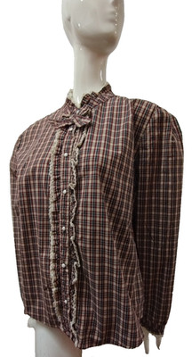 Stranger Things Plaid Long Sleeve Western Ruffed Crochet Historical Costume M/L