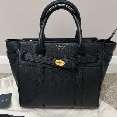 Mulberry Small Zipped Bayswater Black Small Classic Grain Mulberry