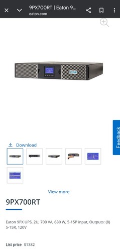 Eaton 9PX 9PX700RT Online UPS 700 VA 5-15P 8 Outputs 120V Rackmount