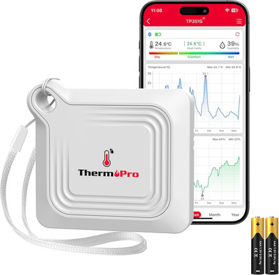 Thermopro Bluetooth Thermometer Hygrometer, 260FT Range Temperature Sensor Green