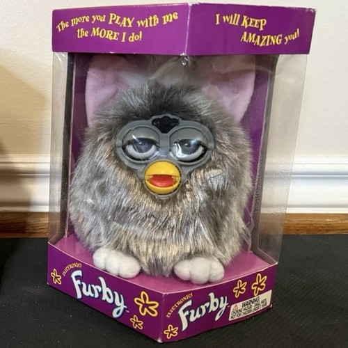 RARE Vintage 1998 Furby Grey White Tiger Electronics Boxed