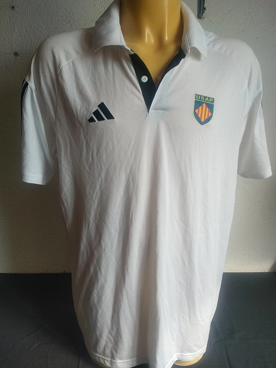 Maillot rugby USP XV porté n°3 blanc shirt France Express moulant XL