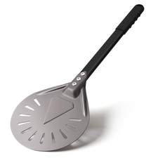 Pizza Turning Peel 7 Inch Round Aluminum Perforated Pizza Peel Turner with Me...