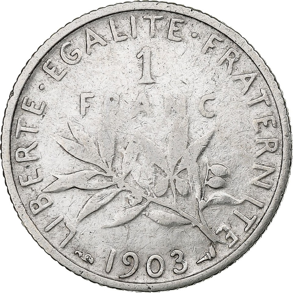 Pièce France 1 Franc Semeuse 1914 Paris – Argent – TTB+ – Gadoury 467