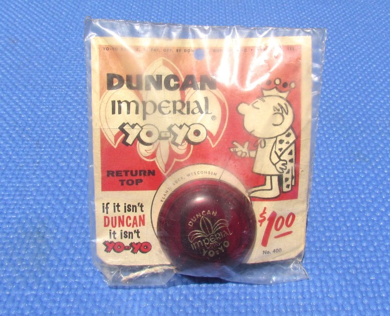 1962-65 Deep Dark Red Duncan Imperial Yo-Yo.  No. 400.  Luck, Wisconsin.  NOS!!!