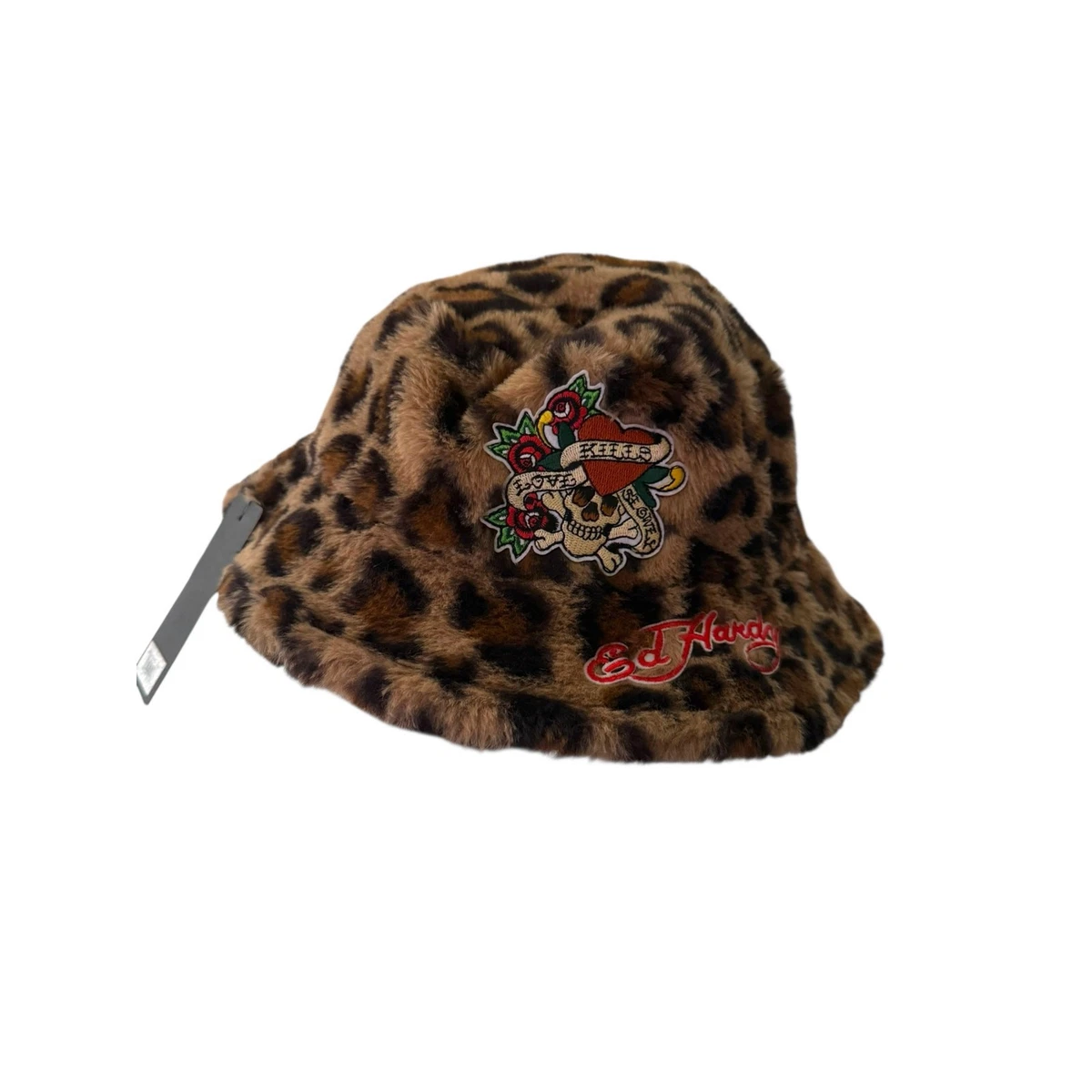 Ed Hardy Bucket Hat O/S Black Faux Fur \