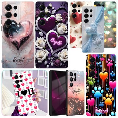 For Samsung A16 A15 S25 Plus S24 Heart Design Personalised Case Shockrpoof Cover